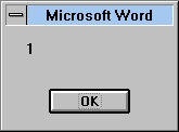 Dialog Box Containing a '1'
